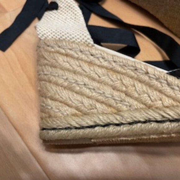 Tommy Hilfiger lace up espadrilles black/beige combo size 6.5M - Picture 3 of 13